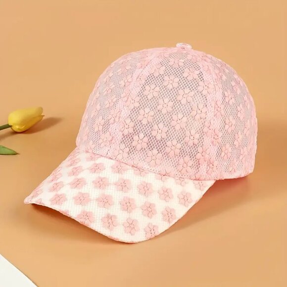 Woman's Adorable Pink Lace Ball Cap - Picture 1 of 3